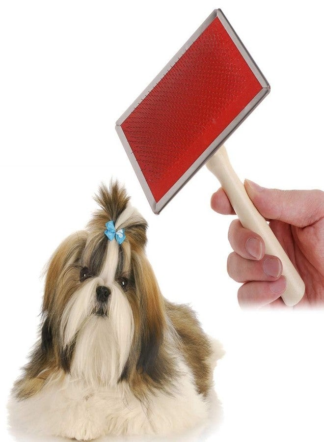 DOGTOWN Wooden Slicker Brush for Dogs and Cats - Natural Wooden Handle, Soft Bristles for Gentle Grooming (S) - Image 2